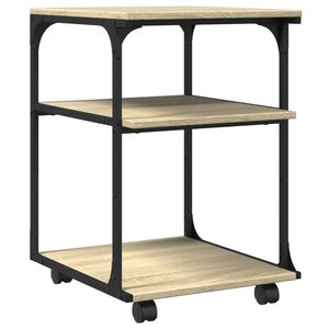 vidaXL printerstativ 43x48x64 cm 3 hylder konstrueret tr&aelig; sonoma-eg