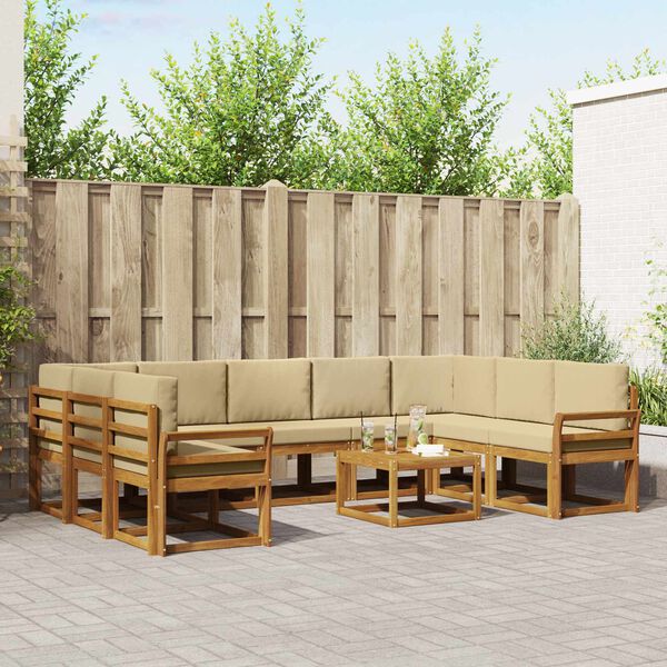 vidaXL Udend&oslash;rs sofagruppe med pude 10 pcs Naturlig og Beige