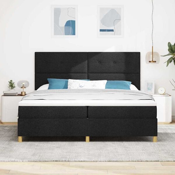 vidaXL Box spring seng med madras Sort 200 x 200 cm Stof