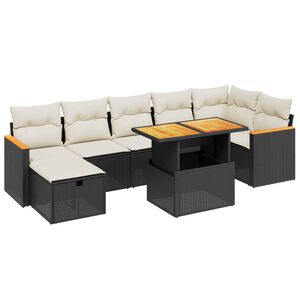 vidaXL sofas&aelig;t til haven 8 dele med hynder polyrattan sort