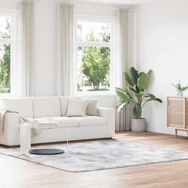 vidaXL shaggy gulvt&aelig;ppe NAVARRA 240x240 cm h&oslash;je luv polyester s&oslash;lvgr&aring;