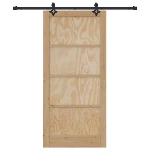 vidaXL Skyded&oslash;r Naturlig og sort 93 x 202 cm Massiv fyrretr&aelig;