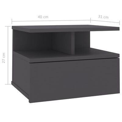 vidaXL svævende natborde 2 stk. 40 x 31 x 27 cm spånplade grå