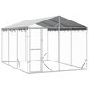 vidaXL udend&oslash;rs hundeg&aring;rd med tag 3x4,5x2,5 m galvaniseret st&aring;l s&oslash;lv