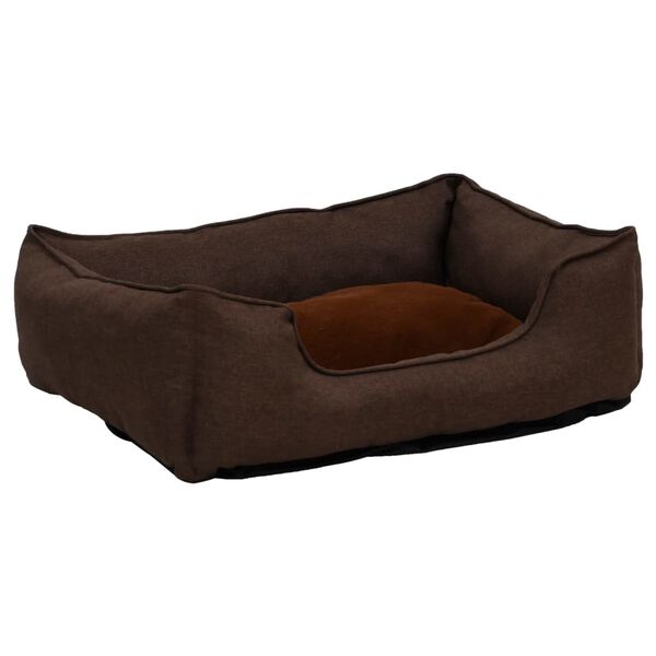 vidaXL hundekurv 65x50x20 cm h&oslash;r-look fleece brun