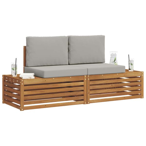 vidaXL Udend&oslash;rs sofagruppe med pude 2 Stk Naturlig og Lys Gr&aring;