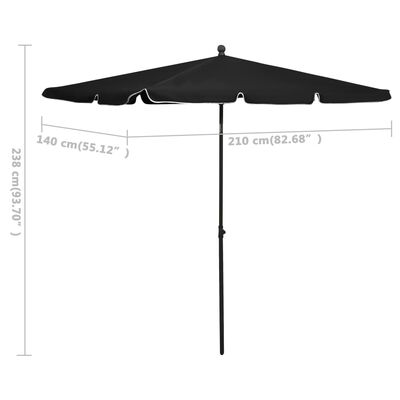 vidaXL parasol med stang 210x140 cm sort