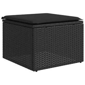 vidaXL haveskammel med hynde sort 55x55x37 cm polyrattan