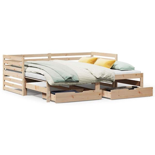 vidaXL daybed med skuffer 90x200 cm massivt fyrretr&aelig;