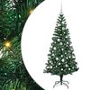 vidaXL Kunstig Forbelyst Juletr&aelig; med stativ Gr&oslash;n 150 cm PVC og metal