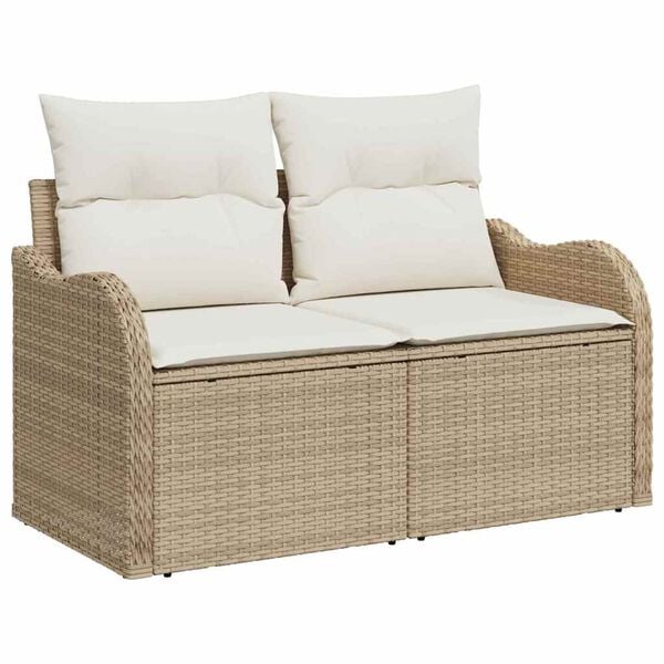 vidaXL Havesofa S&aelig;t med pude med pude 11 pcs Beige Poly Rattan