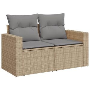 vidaXL 2-personers havesofa med hynder polyrattan beige