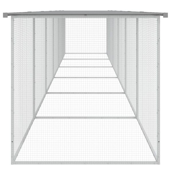 vidaXL h&oslash;nsebur med tag 603x98x90 cm galvaniseret st&aring;l lysegr&aring;