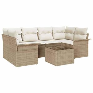 vidaXL Havesofa S&aelig;t 7 stk. 6-personers Beige og creme polyrattan