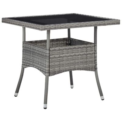 vidaXL udendørs spisebord polyrattan og glas grå