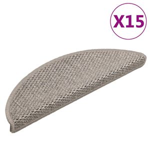 vidaXL selvkl&aelig;bende trappem&aring;tter 15 stk. 56x17x3 cm sisal-look s&oslash;lv
