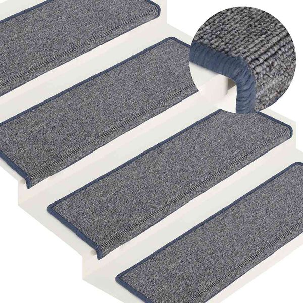 vidaXL trappem&aring;tter 30 stk. 65 x 21 x 4 cm lysegr&aring; og bl&aring; rektangul&aelig;r kant