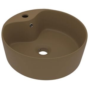 vidaXL luksuri&oslash;s h&aring;ndvask med overl&oslash;b 36x13 cm keramik mat cremefarvet