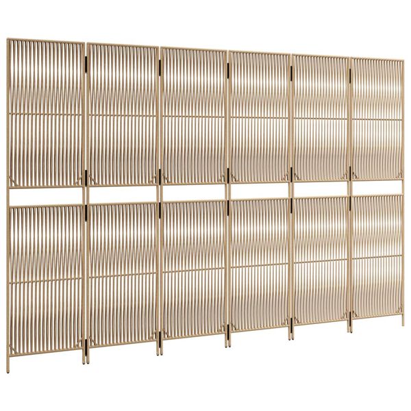 vidaXL rumdeler 6 paneler polyrattan beige