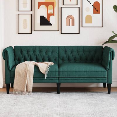 vidaXL 2-personers Chesterfield-sofa stof mørkegrøn