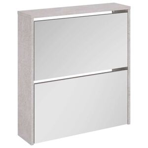 vidaXL skoskab med spejl 2 hylder 63x17x67 cm betongr&aring;