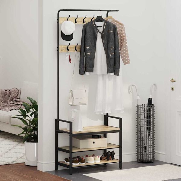 vidaXL Jakkeholder Sonoma eg 75 x 34 x 184 cm Konstrueret tr&aelig;