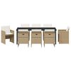 vidaXL Have Spisebordss&aelig;t med pude 9 pcs Beige polyrattan