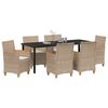 vidaXL Have Spisebordss&aelig;t 7 pcs Beige polyrattan