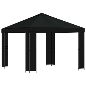 vidaXL Pavillon 3 x 3 m Sort Polyester og St&aring;l 190 gsm