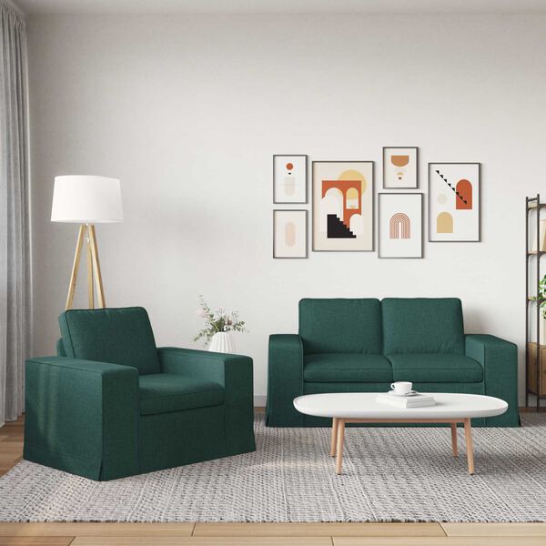 vidaXL Sofa 2 pcs M&oslash;rkegr&oslash;n 182 x 80 x 82 cm Stof