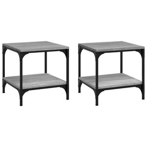 vidaXL sideborde 2 stk. 40x40x40 cm konstrueret tr&aelig; gr&aring; sonoma-eg