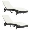 vidaXL liggestole 2 stk. med hjul og hynder polyrattan sort