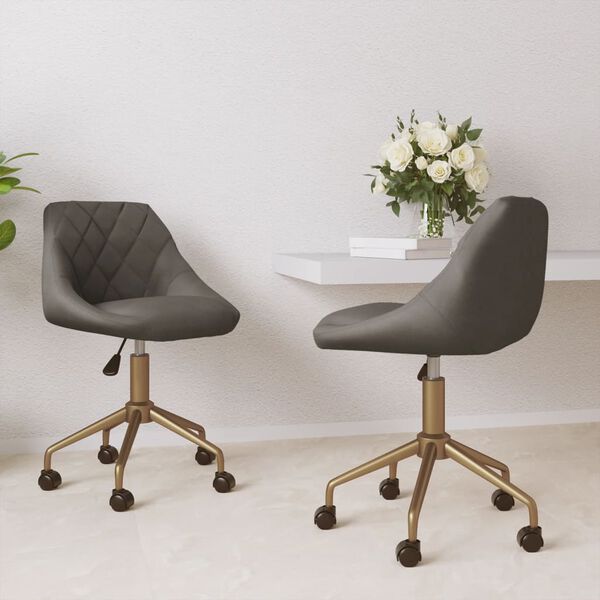 vidaXL drejelige spisebordsstole 2 stk. fl&oslash;jl m&oslash;rkegr&aring;