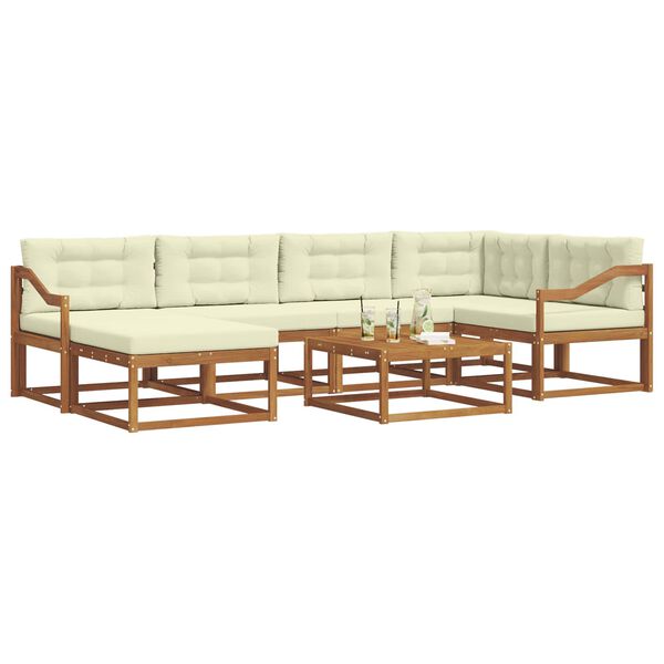 vidaXL Udend&oslash;rs sofagruppe med pude 7 pcs Naturlig og Fl&oslash;de