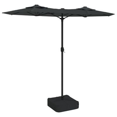 vidaXL parasol m. dobbelt parasoldug og LED-lys 316x240 cm antracitgrå