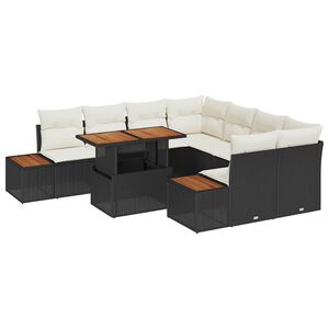 vidaXL Havesofa S&aelig;t med opbevaring 9 pcs Sort Poly rattan