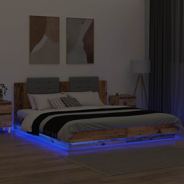 vidaXL Sengestel med hovedg&aelig;rde Gammelt tr&aelig; 180 x 200 cm