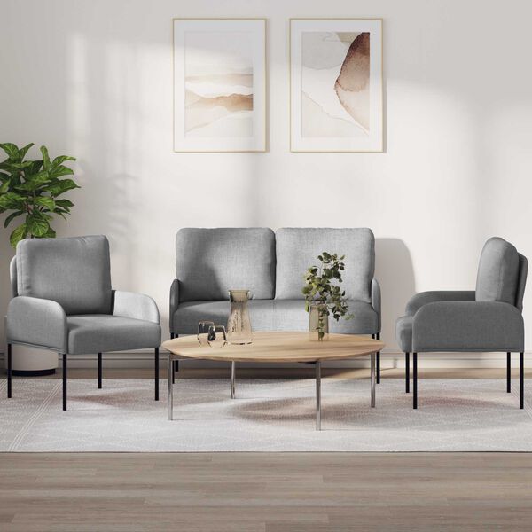 vidaXL Sofas&aelig;t med pude 3 pcs Lysegr&aring; 115 x 56 x 80 cm Krydsfin&eacute;r