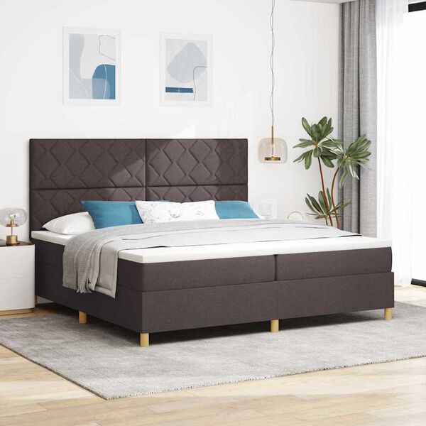 vidaXL LED Box Spring Bed med madras M&oslash;rk Brun 200 x 200 cm Stof