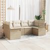 vidaXL Havesofa S&aelig;t med pude med opbevaring 6 pcs Beige Poly rattan