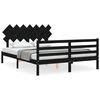 vidaXL sengeramme med sengegavl 140x190 cm massivt tr&aelig; sort