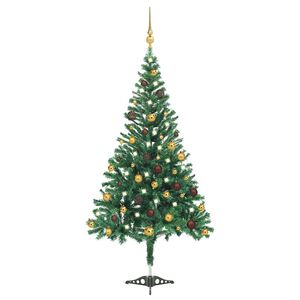 vidaXL kunstigt juletr&aelig; med lys og kugles&aelig;t 210 cm 910 grene