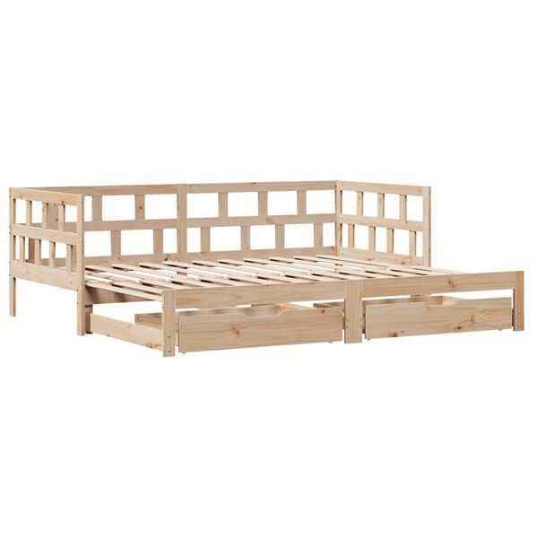 vidaXL daybed med udtr&aelig;k og skuffer uden madras 90x190 cm