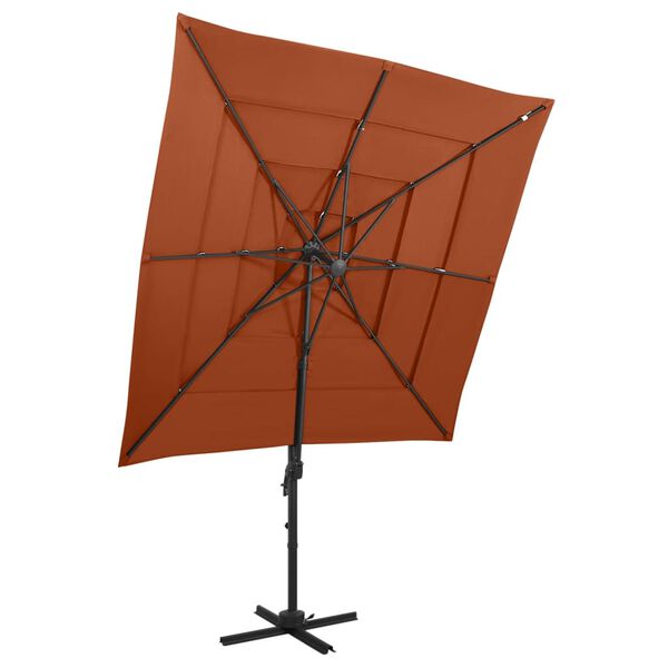 vidaXL parasol 250x250 cm 4 niveauer aluminiumsstang terrakotta