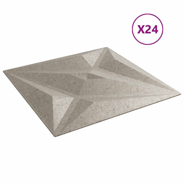 vidaXL V&aelig;gpaneler Stjerne 24 pcs Star Beton 50 x 50 cm XPS Skum