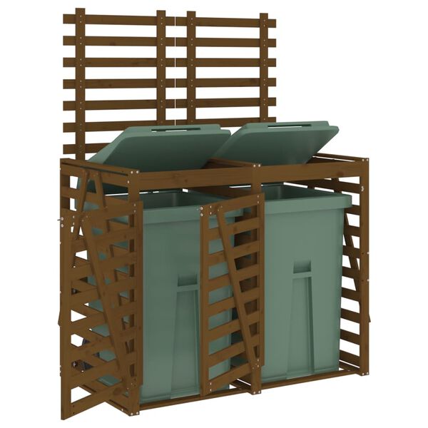 vidaXL dobbelt skraldespandsskjuler massivt fyrretr&aelig; gyldenbrun