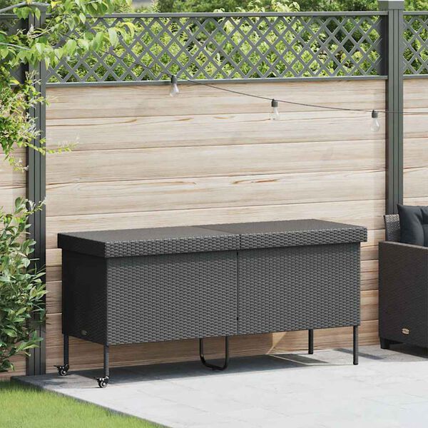 vidaXL opbevaringsboks med hjul 160x55x75 cm polyrattan sort