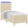 vidaXL LED Box Spring Bed med madras Creme 80 x 200 cm Stof