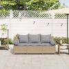 vidaXL 3-personers havesofa med hynder polyrattan beige