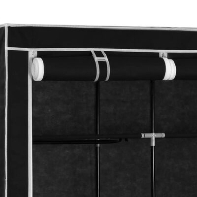 vidaXL klædeskab med rum og tøjstænger 150 x 45 x 175 cm stof sort